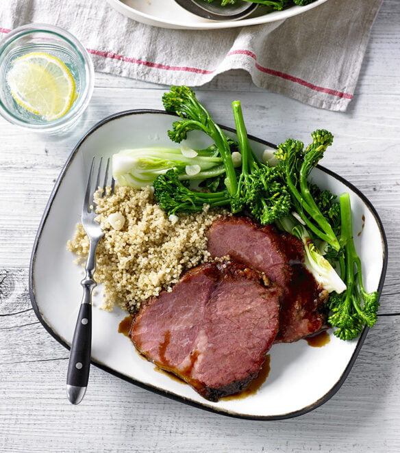 Soy, Ginger & Five Spice Silverside with Garlic Greens