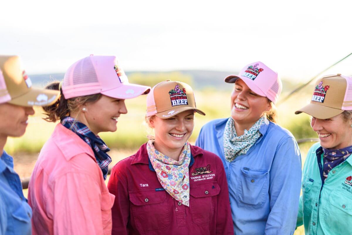 Crew wearing Outback Beef Trucker Caps